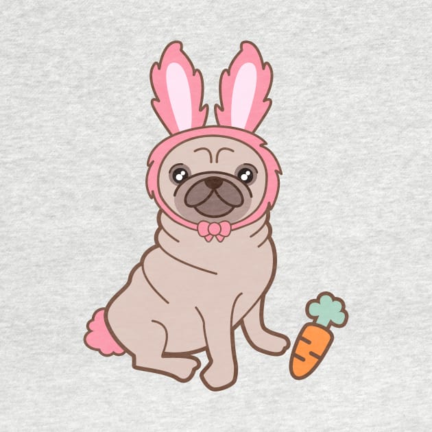 Pug dog in a rabbit costume by EuGeniaArt